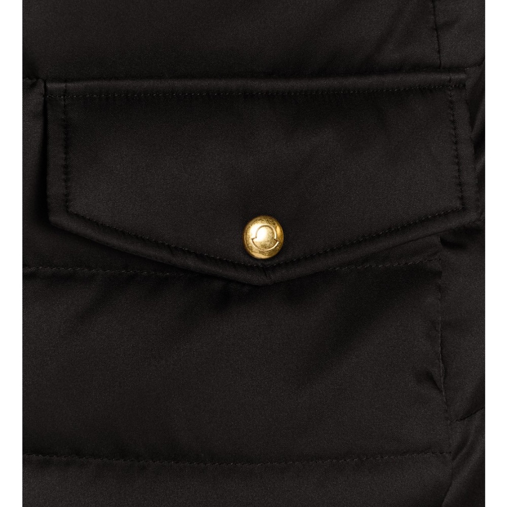 Moncler Black Puffer Jacket with Gold Accents Leather Logo - Picture 9 of 9